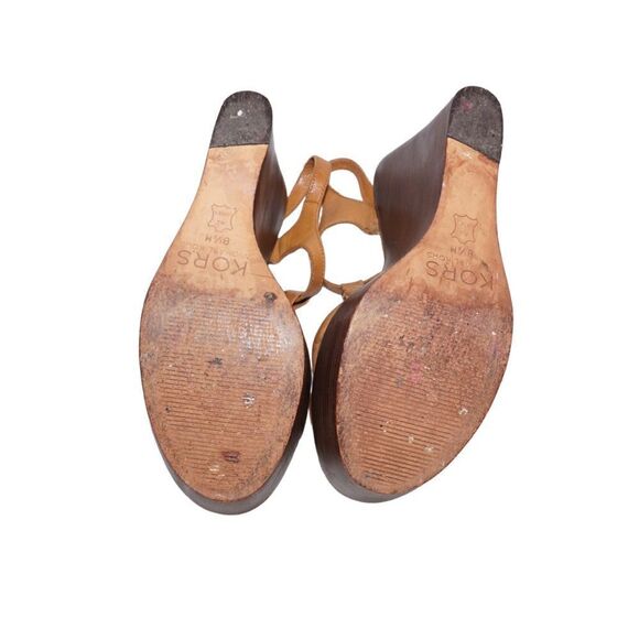 Michael Kors Wooden Tan Leather Platform Wedges, Size 8.5 - Picture 11 of 11